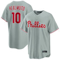 Punc P.Phillies #10 J.T. Realmuto Player Gray Home Game Stitched Jerseys