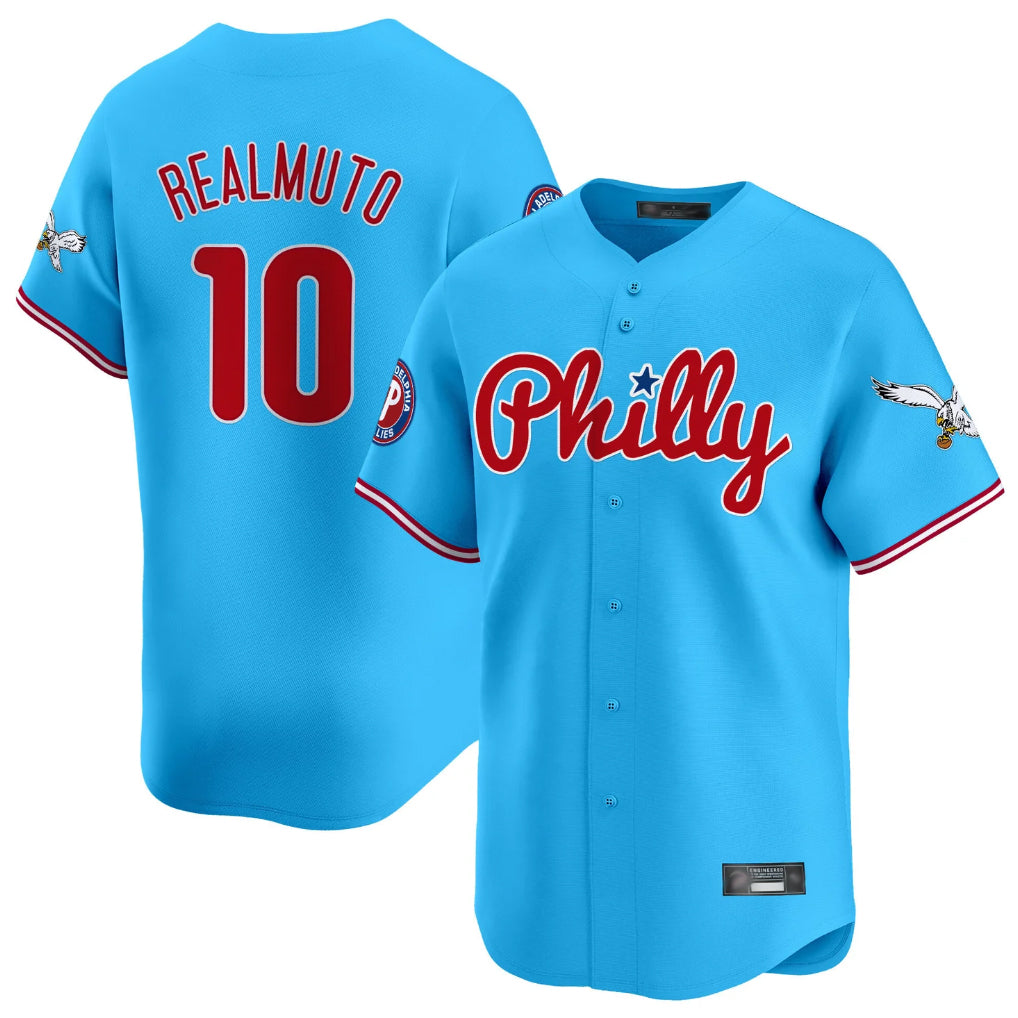 Punc P.Phillies #10 J.T. Realmuto Player Light Blue Phillies & Eagles Vapor Premier Limited Stitched Jerseys