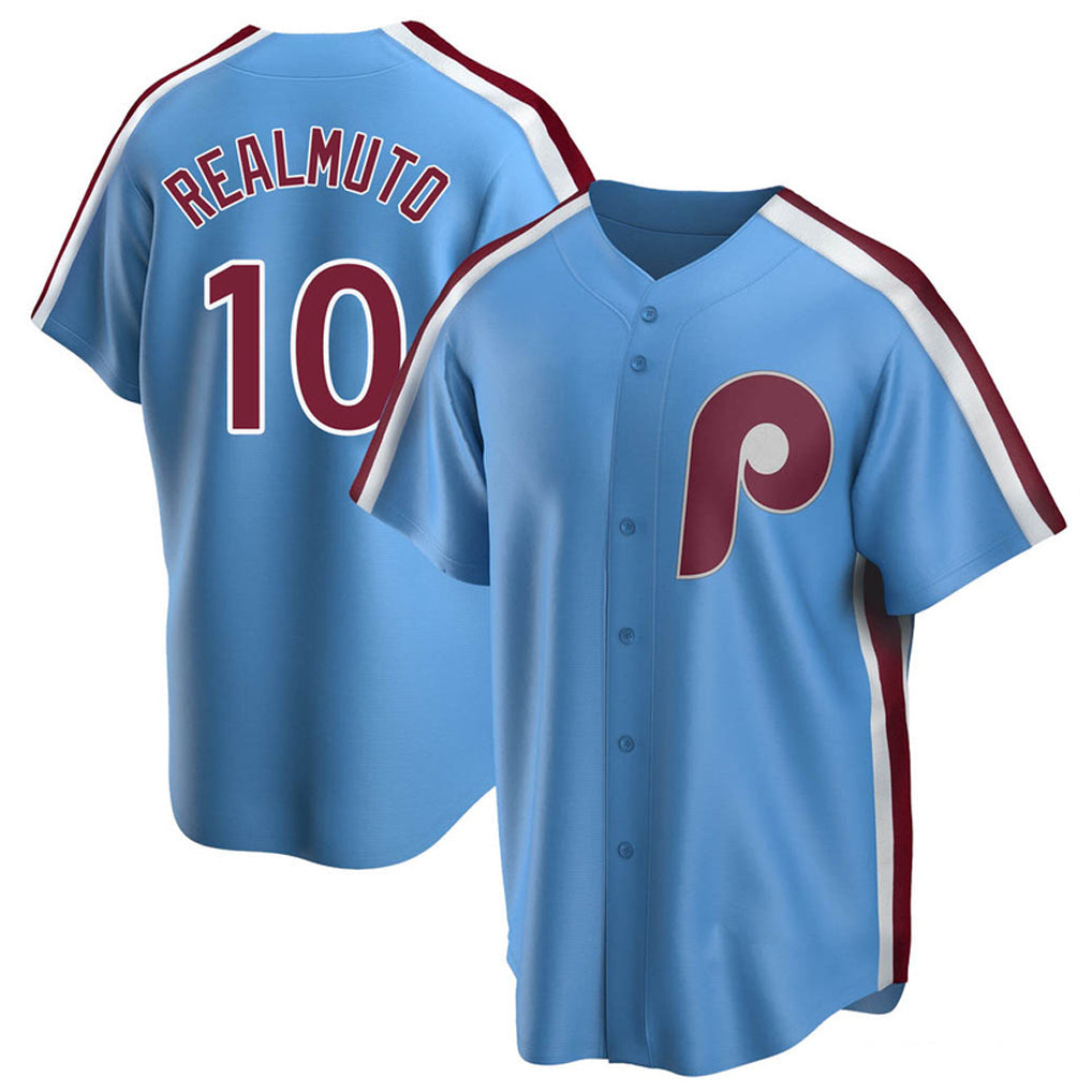 Punc P.Phillies #10 J.T. Realmuto Player Light Blue Replica Game Stitched Jerseys
