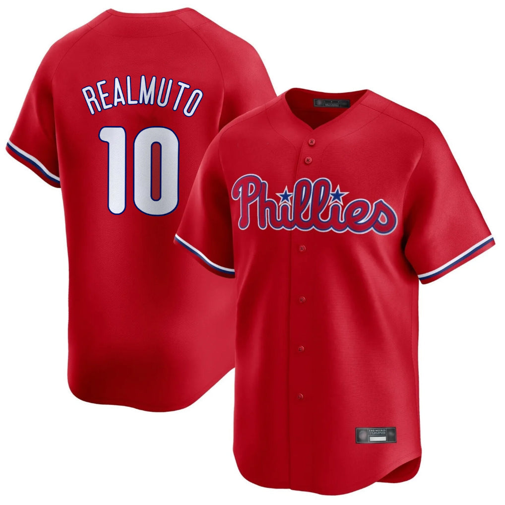 Punc P.Phillies #10 J.T. Realmuto Player Red Home Limited Stitched Jerseys