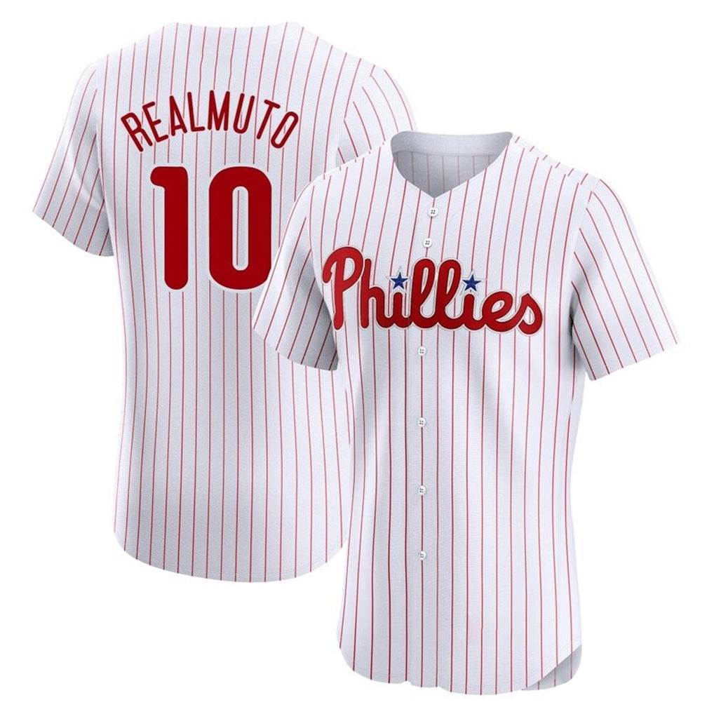 Punc P.Phillies #10 J.T. Realmuto Player White Home Limited Elite Stitched Jerseys