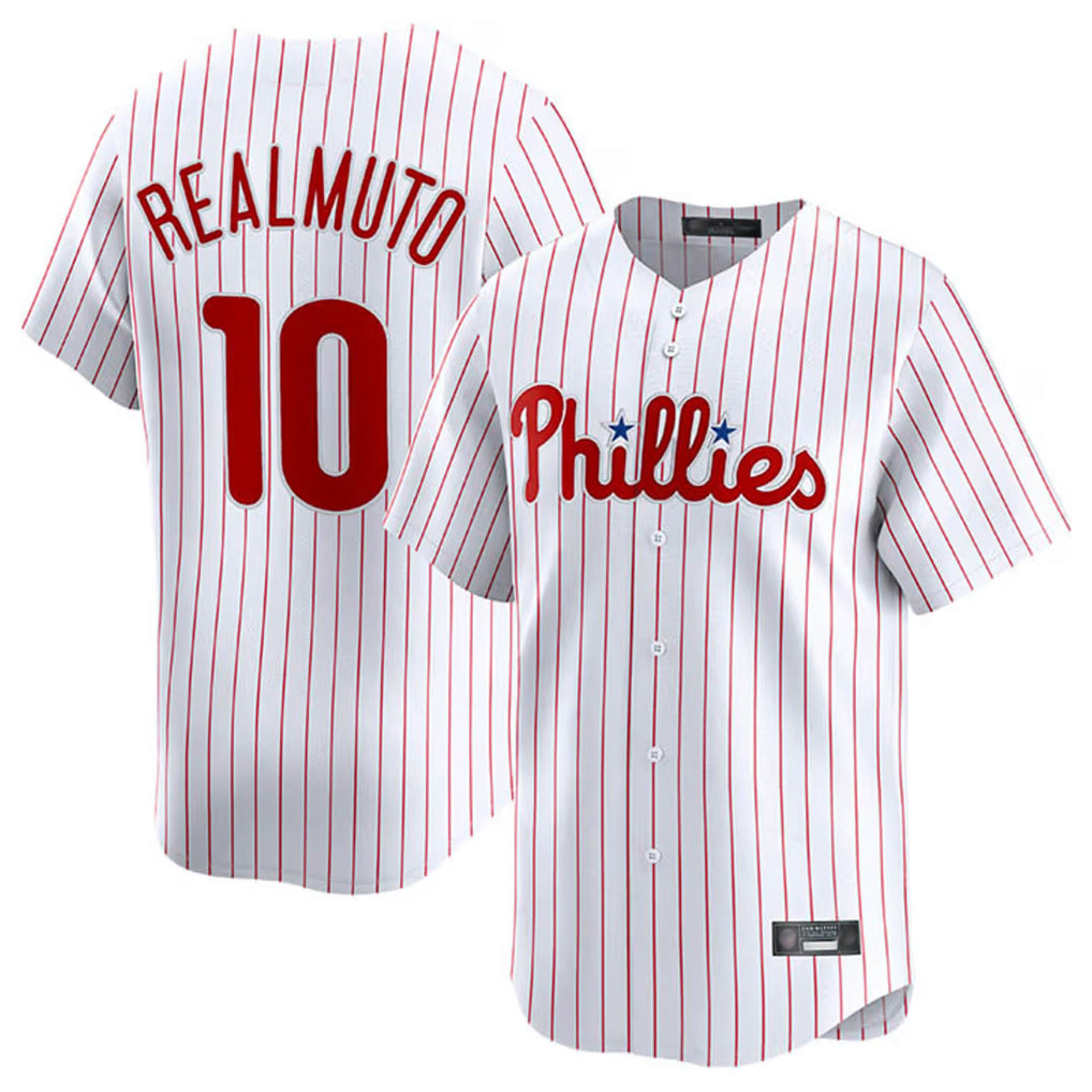 Punc P.Phillies #10 J.T. Realmuto Player White Home Limited Stitched Jerseys