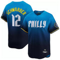 Punc P.Phillies #12 Kyle Schwarber Player Blue City Connect Home Limited Stitched Jerseys