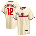 Punc P.Phillies #12 Kyle Schwarber Player Cream Home Game Stitched Jerseys
