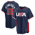 Punc P.Phillies #12 Kyle Schwarber Player Navy USA World Classic Game Limited Stitched Jerseys