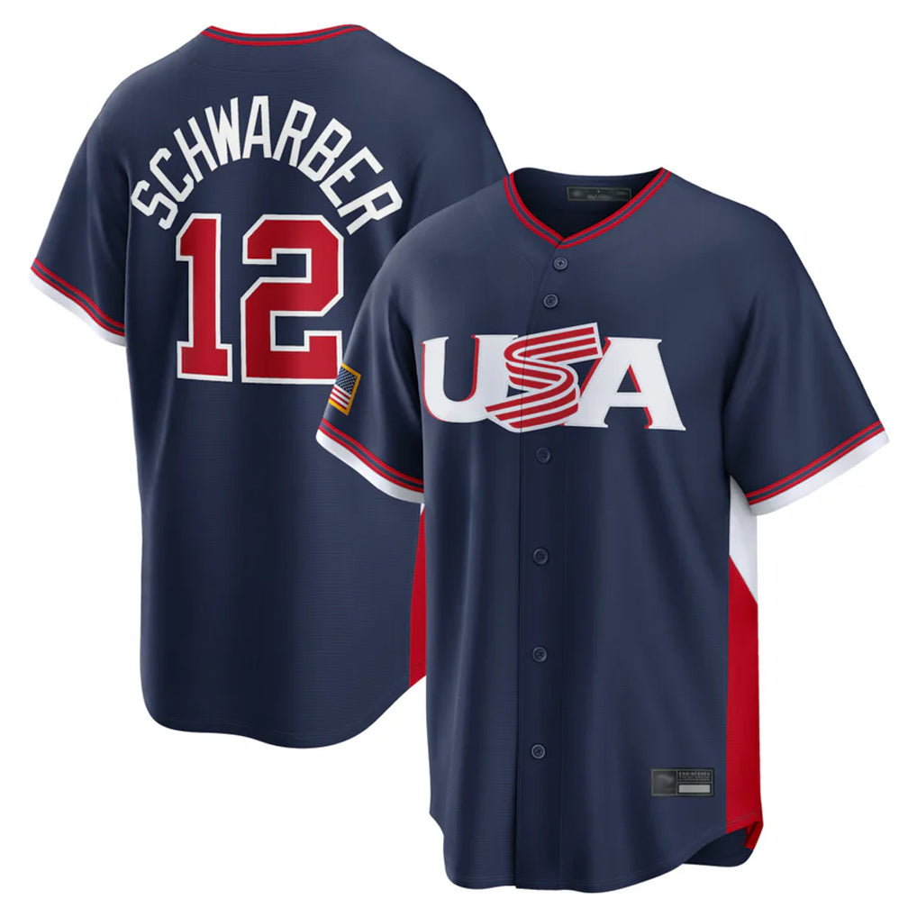 Punc P.Phillies #12 Kyle Schwarber Player Navy USA World Classic Game Limited Stitched Jerseys