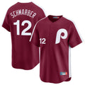 Punc P.Phillies #12 Kyle Schwarber Player Red Cooperstown Collection Limited Home Stitched Jerseys