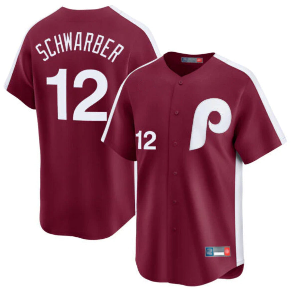 Punc P.Phillies #12 Kyle Schwarber Player Red Cooperstown Collection Limited Home Stitched Jerseys