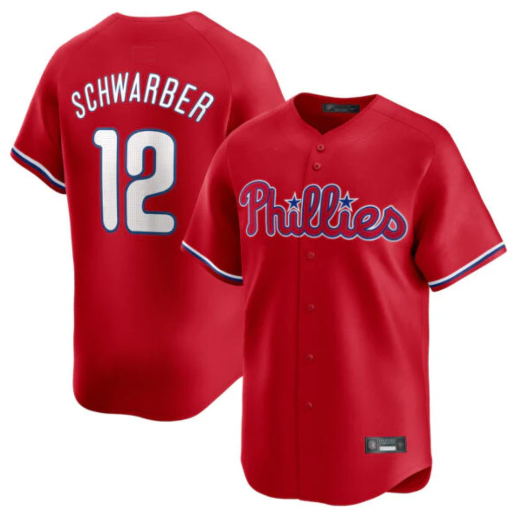 Punc P.Phillies #12 Kyle Schwarber Player Red Home Limited Stitched Jerseys