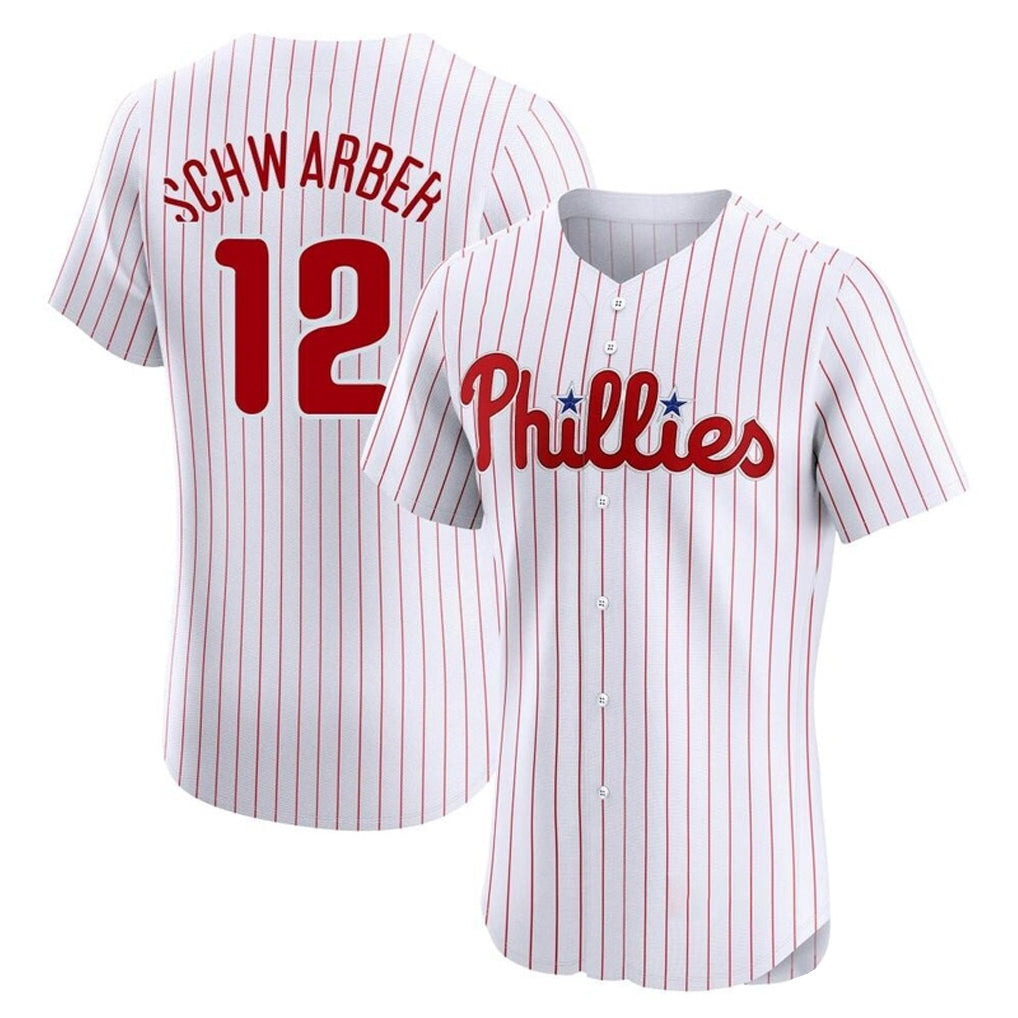 Punc P.Phillies #12 Kyle Schwarber Player White Home Limited Elite Stitched Jerseys