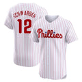 Punc P.Phillies #12 Kyle Schwarber Player White Home Limited Elite Stitched Jerseys