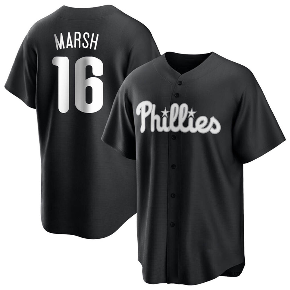 Punc P.Phillies #16 Brandon Marsh Player Black Alt Fashion Home Game Stitched Jerseys
