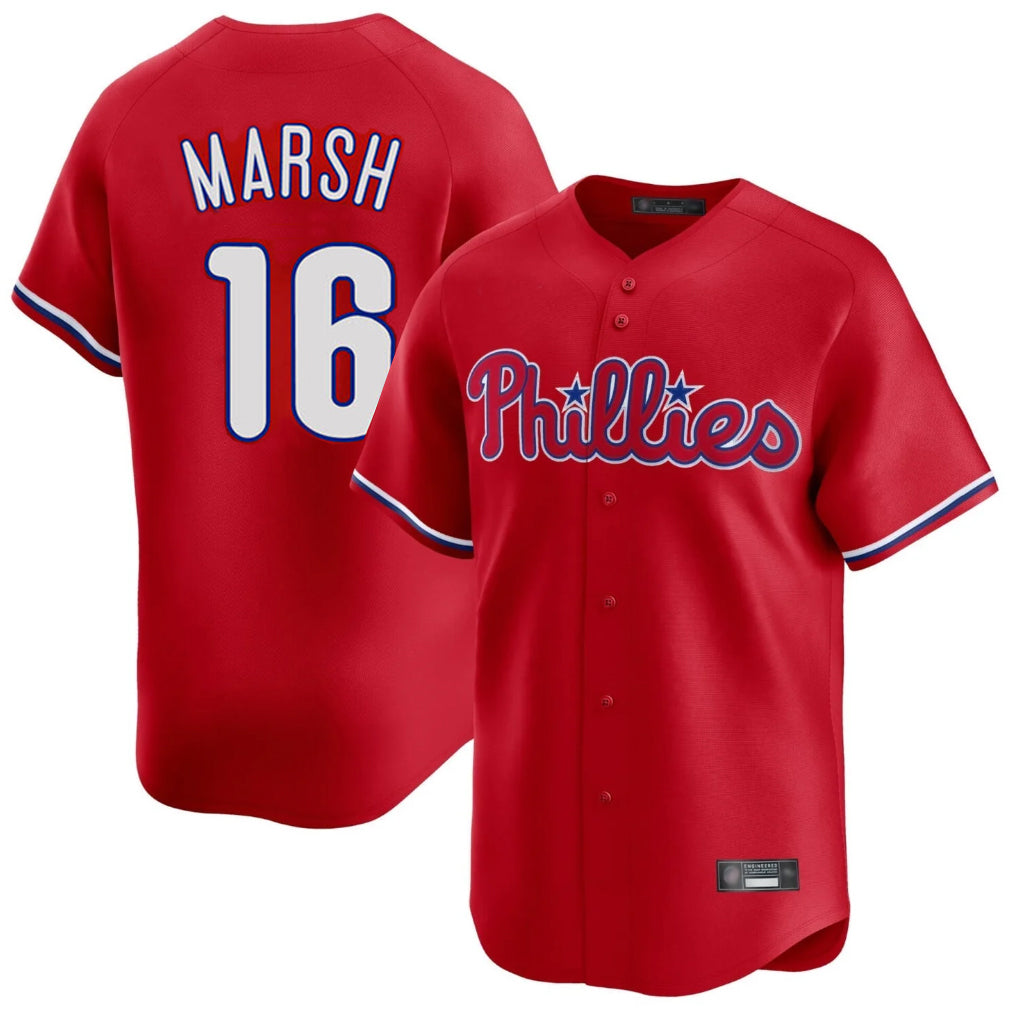Punc P.Phillies #16 Brandon Marsh Player Red Home Limited Stitched Jerseys