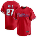 Punc P.Phillies #27 Aaron Nola Player Red Home Limited Stitched Jerseys
