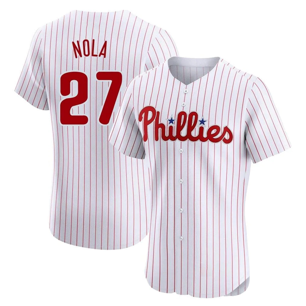 Punc P.Phillies #27 Aaron Nola Player White Home Limited Elite Stitched Jerseys