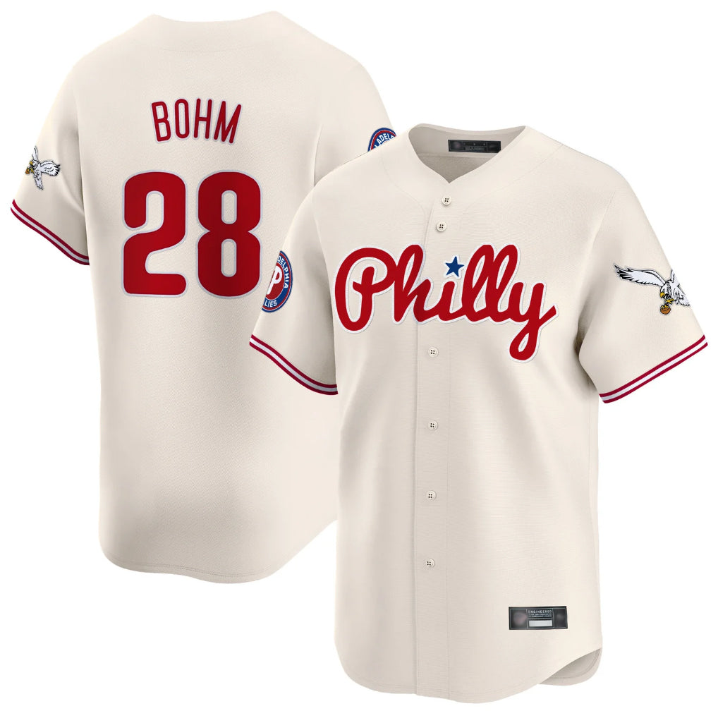 Punc P.Phillies #28 Alec Bohm Player Cream Phillies & Eagles Vapor Premier Limited Stitched Jerseys