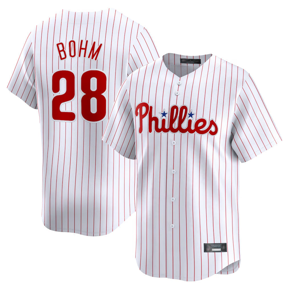 Punc P.Phillies #28 Alec Bohm Player White Home Limited Stitched Jerseys