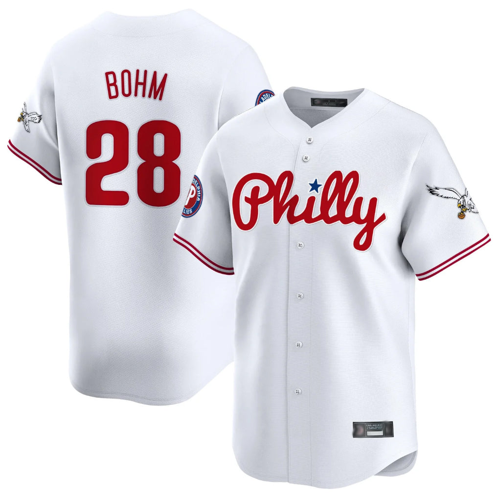 Punc P.Phillies #28 Alec Bohm Player White Phillies & Eagles Vapor Premier Limited Stitched Jerseys