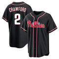 Punc P.Phillies #2 Justin Crawford Player Black Fashion Out Home Game Stitched Jerseys