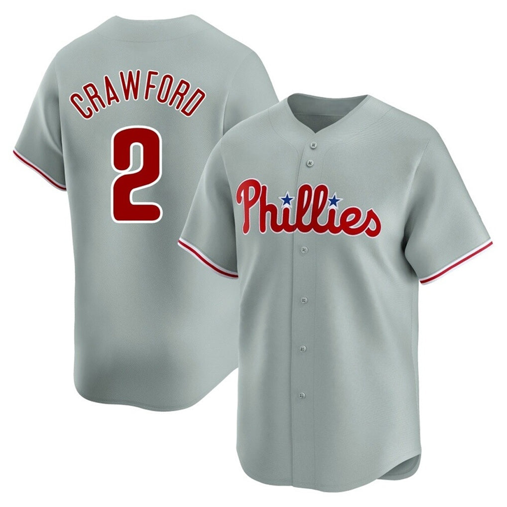 Punc P.Phillies #2 Justin Crawford Player Gray Home Limited Stitched Jerseys
