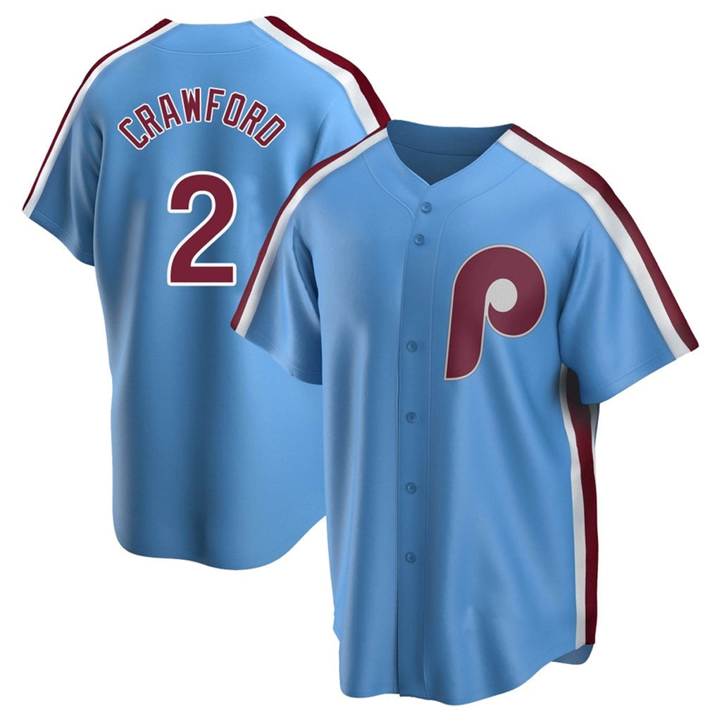 Punc P.Phillies #2 Justin Crawford Player Light Blue Home Game Stitched Jerseys