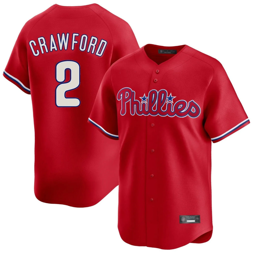 Punc P.Phillies #2 Justin Crawford Player Red Home Limited Stitched Jerseys
