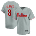 Punc P.Phillies #3 Bryce Harper Player Gray Home Limited Stitched Jerseys