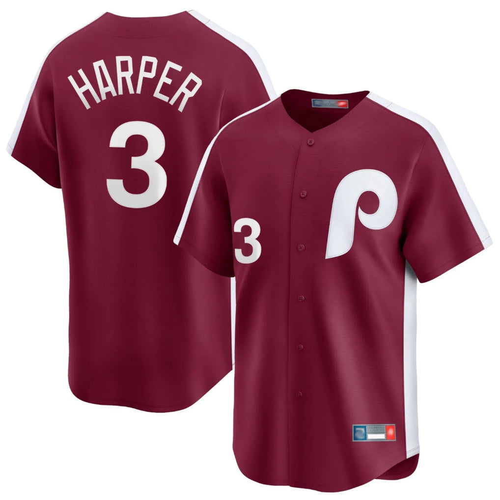Punc P.Phillies #3 Bryce Harper Player Red Cooperstown Collection Limited Home Stitched Jerseys