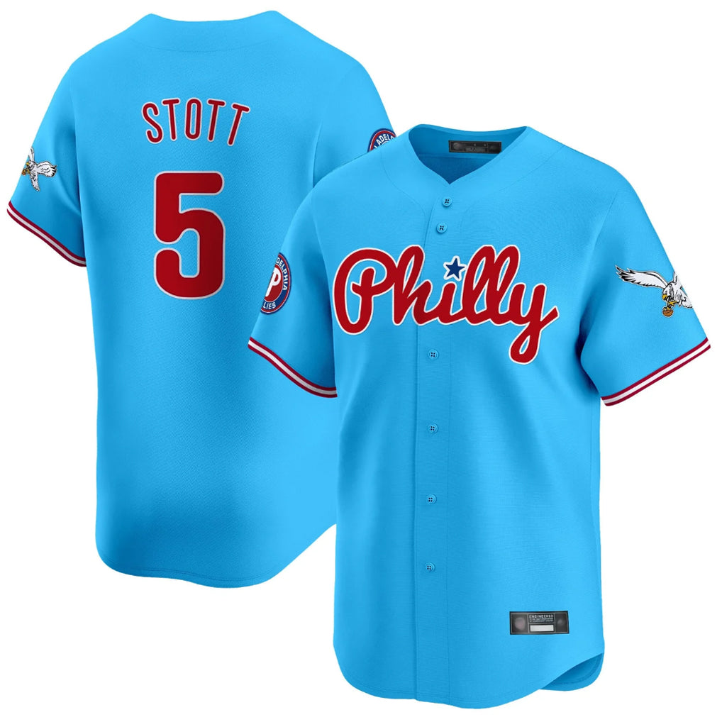 Punc P.Phillies #5 Bryson Stott Player Light Blue Phillies & Eagles Vapor Premier Limited Stitched Jerseys