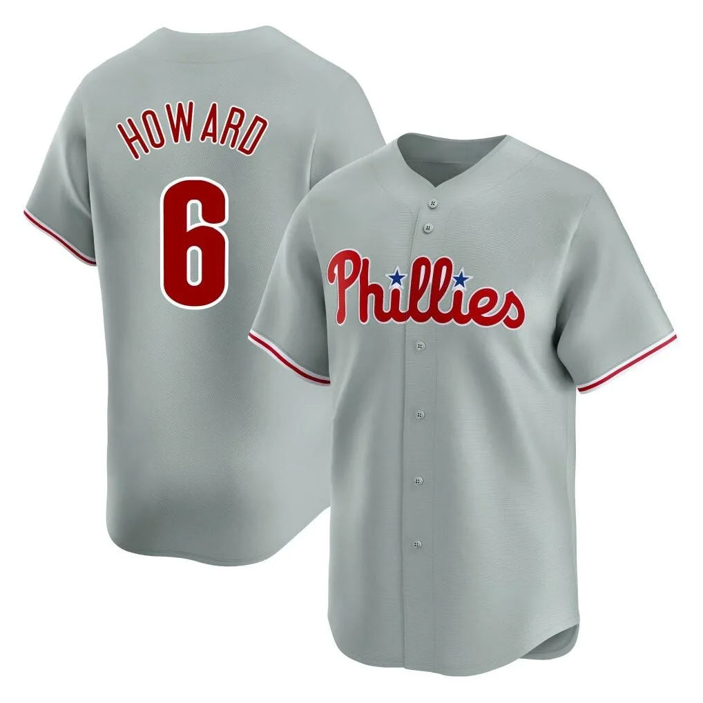 Punc P.Phillies #6 Ryan Howard Player Gray Home Limited Stitched Jerseys