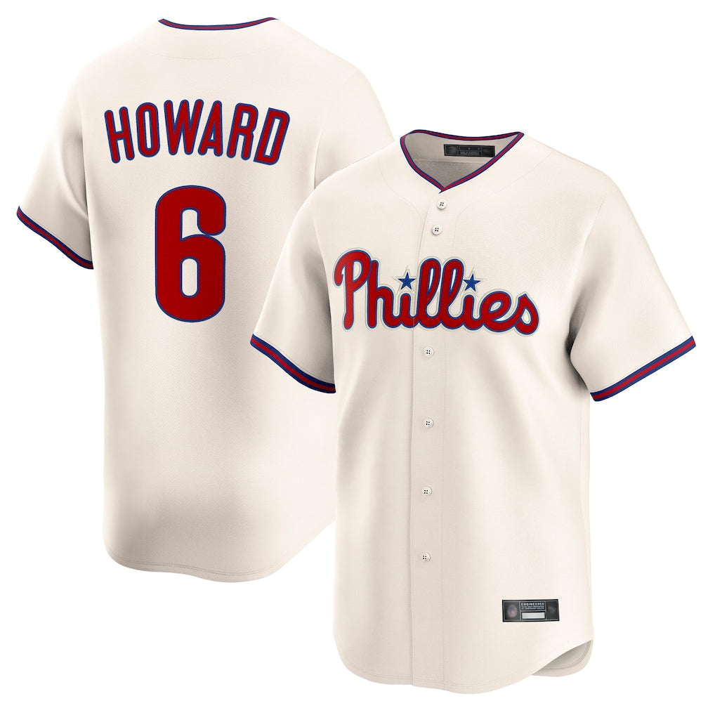 Punc P.Phillies #6 Ryan Howardr Player Cream Home Limited Stitched Jerseys