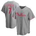 Punc P.Phillies #7 Trea Turner Player Gray Home Game Stitched Jerseys