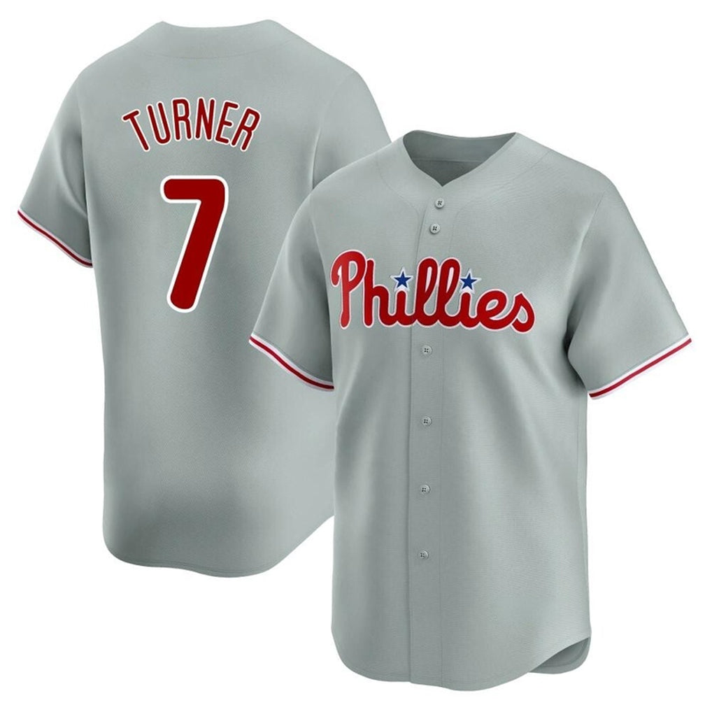 Punc P.Phillies #7 Trea Turner Player Gray Home Limited Stitched Jerseys