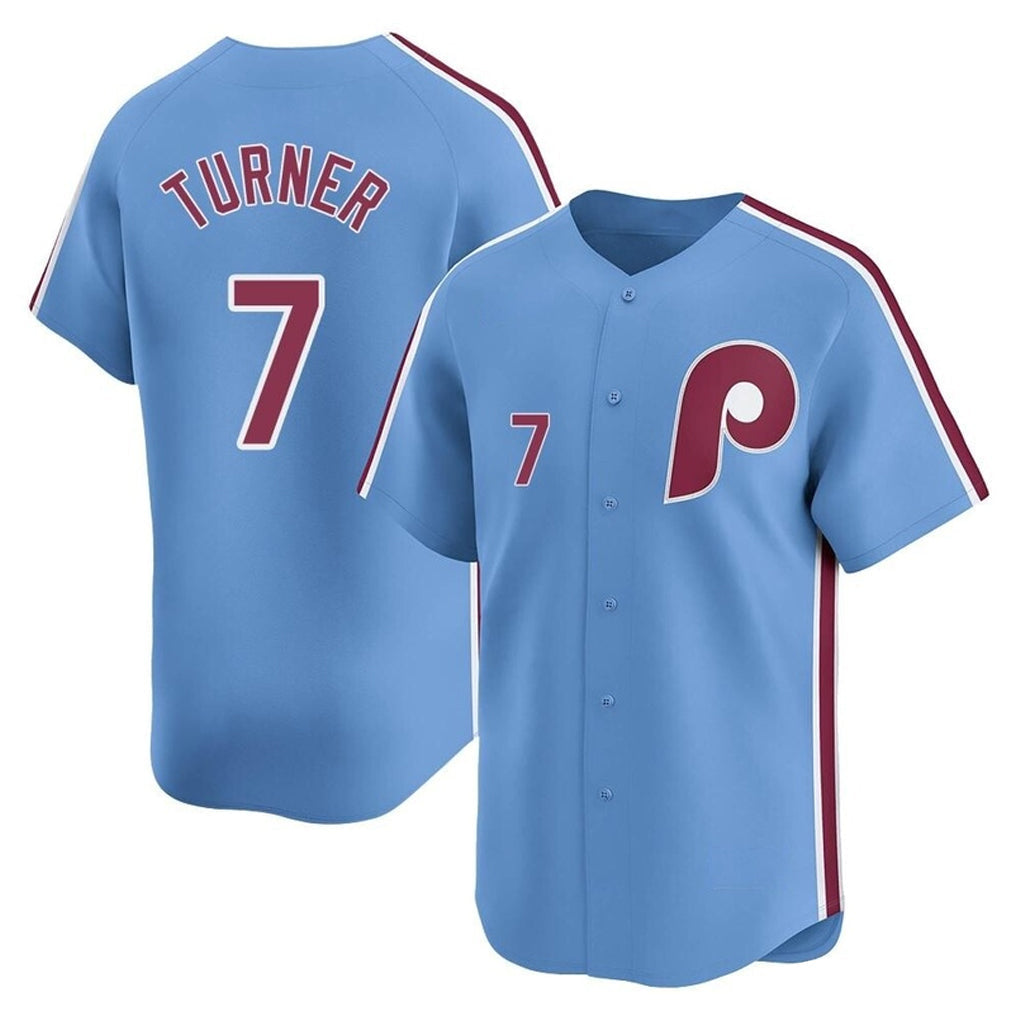 Punc P.Phillies #7 Trea Turner Player Light Blue Home Limited Stitched Jerseys