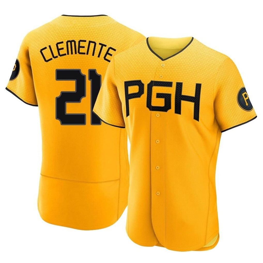 Punc P.Pirates #21 Roberto Clemente Player Gold City Connect Home Limited Elite Stitched Jerseys
