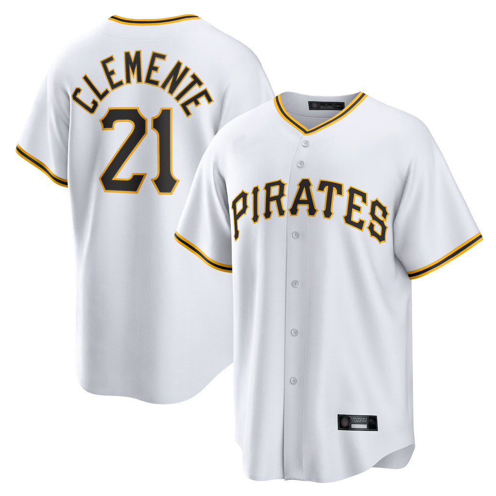Punc P.Pirates #21 Roberto Clemente Player White Home Game Stitched Jerseys