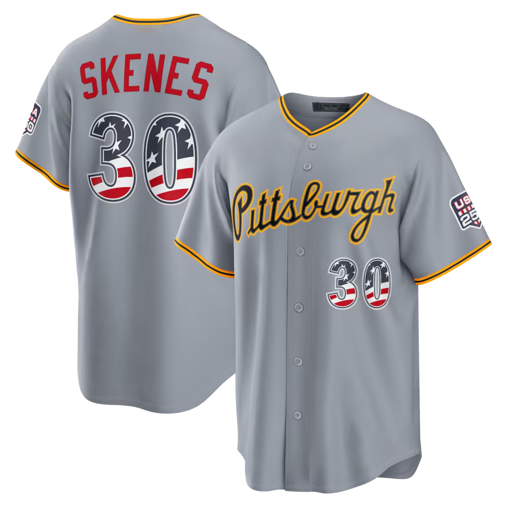 Punc P.Pirates #30 Paul Skenes Gray USA 250 Fourth of July Road Stadium Jersey