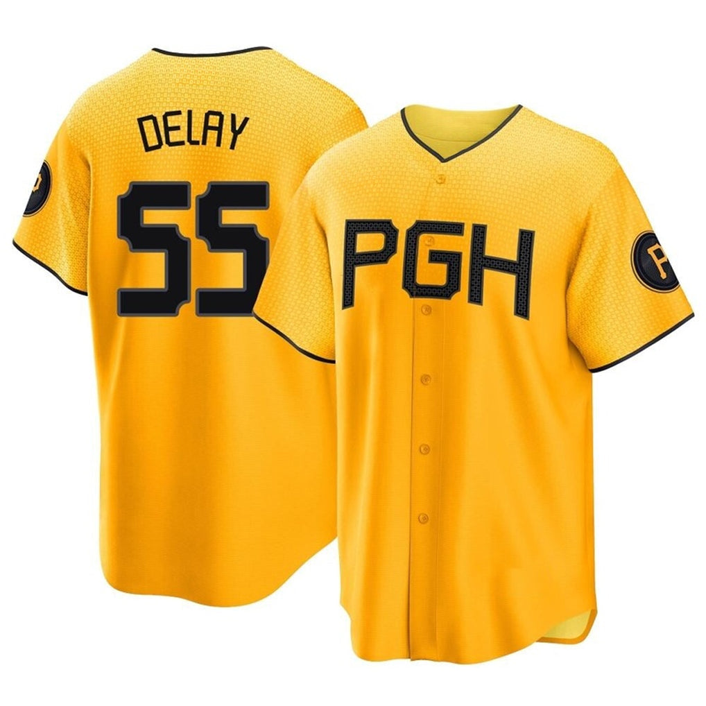 Punc P.Pirates #55 Jason Delay Player Gold City Connect Home Game Stitched Jerseys