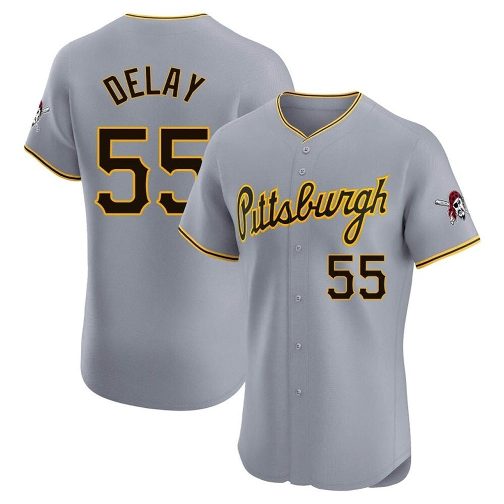 Punc P.Pirates #55 Jason Delay Player Gray Road Home Limited Elite Stitched Jerseys
