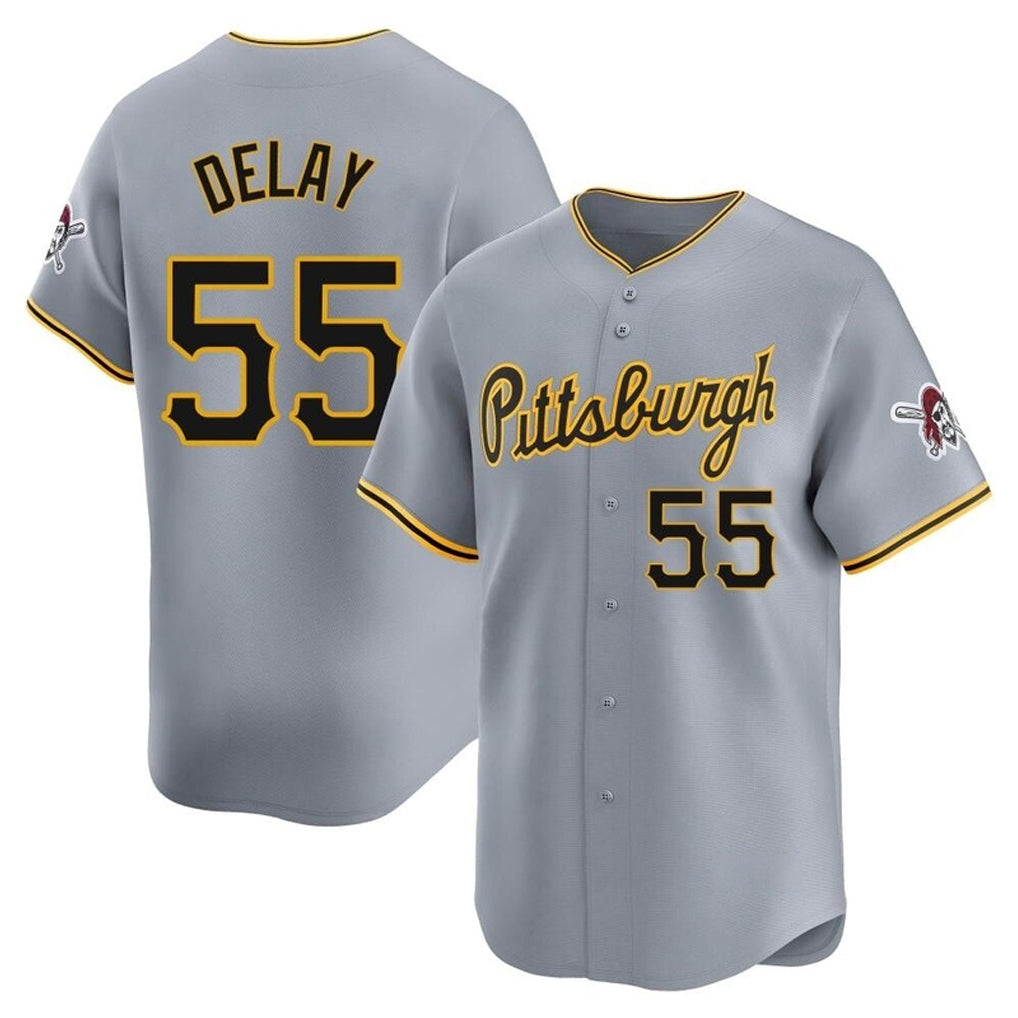 Punc P.Pirates #55 Jason Delay Player Gray Road Home Limited Stitched Jerseys