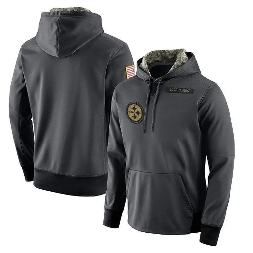 Punc P.Steelers Gray Pullover Hoodies Limited Blank Player Stitched Jerseys