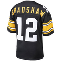 Punc P.Steelers #12 Terry Bradshaw Mitchell & Ness Black Authentic Throwback Retired Player Stitched Puhic Jersey