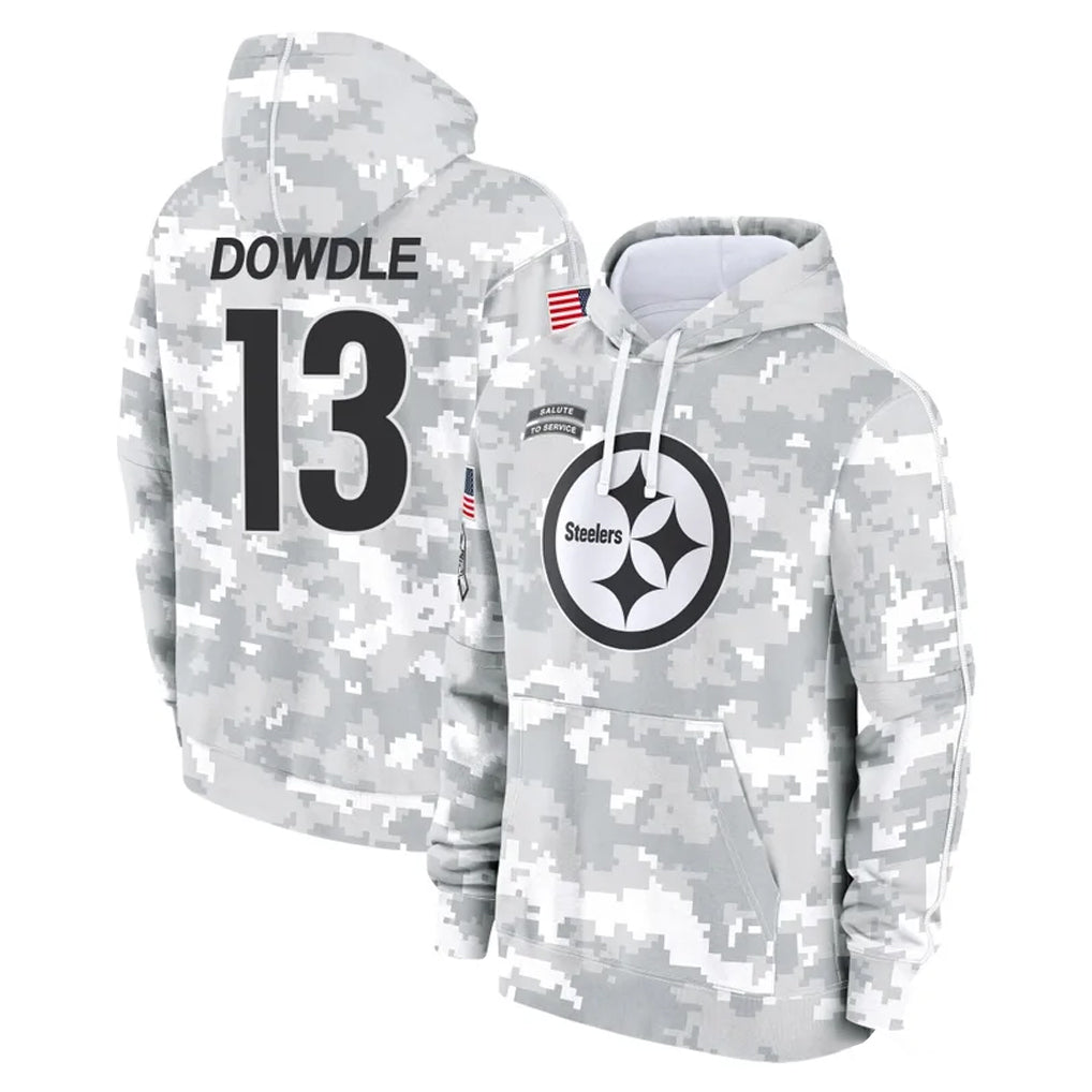 Punc P.Steelers #13 Rico Dowdle Player Arctic Camo Limited Salute to Service Pullover Hoodies Game Stitched Jerseys