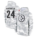 Punc P.Steelers #24 Joey Porter Jr. Player Arctic Camo Limited Salute to Service Pullover Hoodies Game Stitched Jerseys
