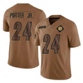 Punc P.Steelers #24 Joey Porter Jr. Player Brown Limited Salute To Service Home Game Stitched Jerseys