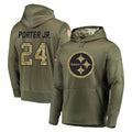 Punc P.Steelers #24 Joey Porter Jr. Player Olive Salute to Service Pullover Hoodie Home Game Stitched Jerseys