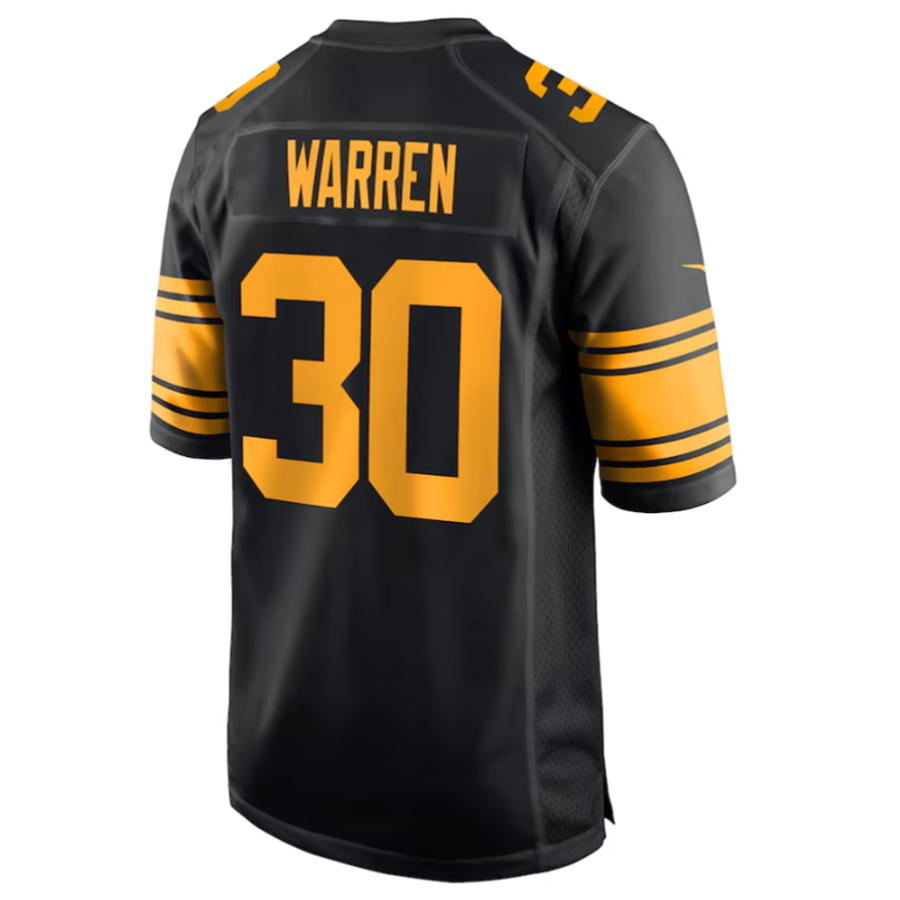 Punc P.Steelers #30 Jaylen Warren Black Alternate Game American Stitched Jerseys