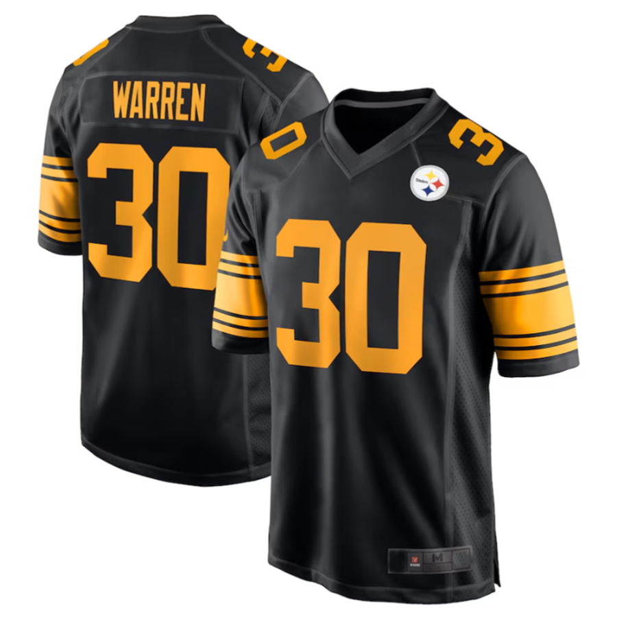 Punc P.Steelers #30 Jaylen Warren Black Alternate Game American Stitched Jersey