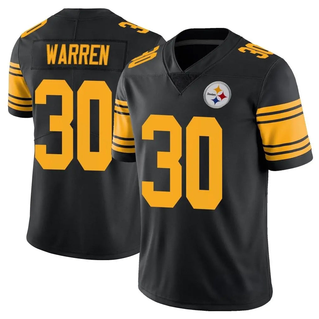 Punc P.Steelers #30 Jaylen Warren Player Black Limited Color Rush Home Game Stitched Jerseys
