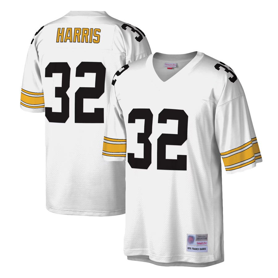 Punc P.Steelers #32 Franco Harris Player Mitchell & Ness White Legacy Replica Stitched Jerseys